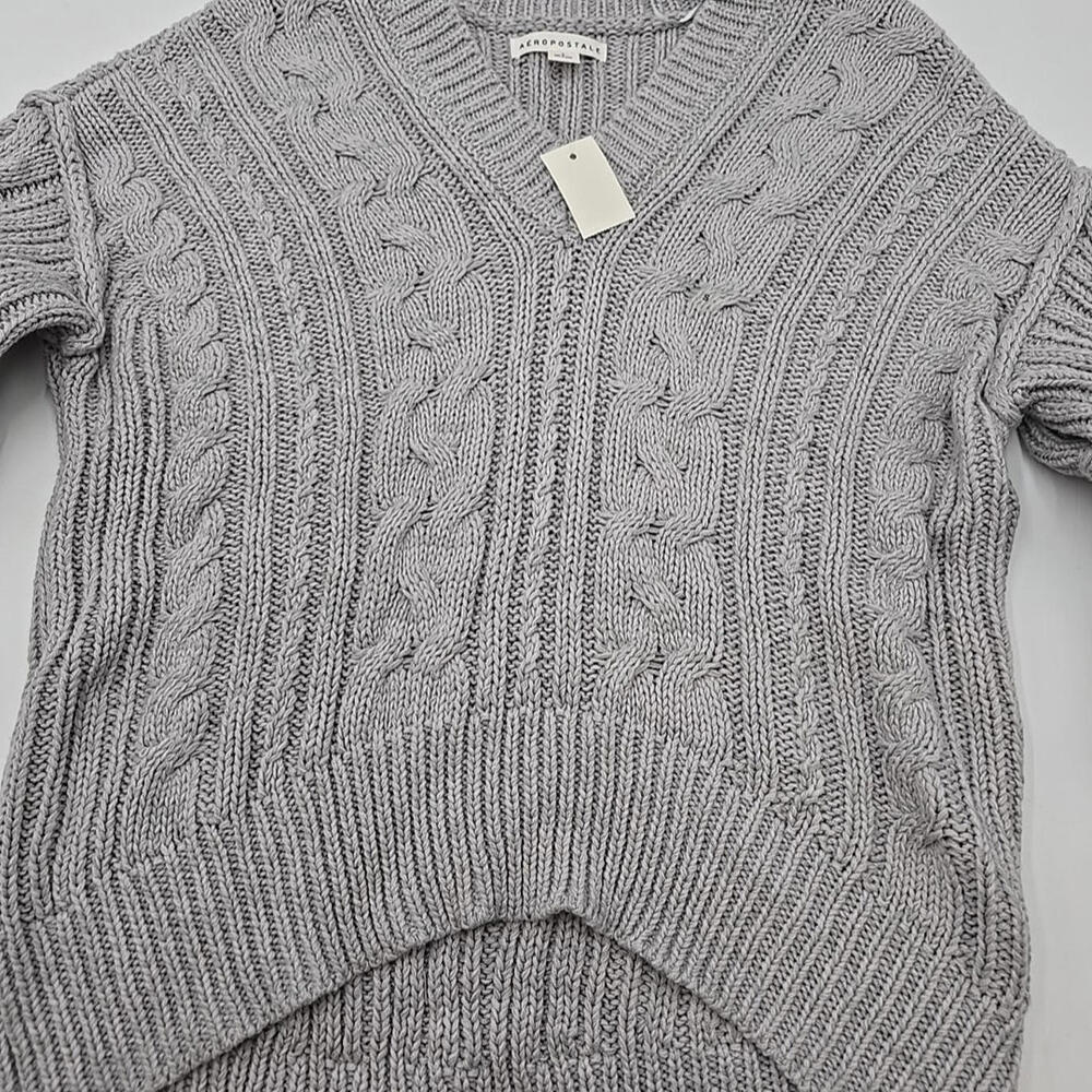 NWT AEROPOSTALE Chunky V-Neck Textured Cardigan SWEATER Y2K Grey S‎ - Picture 10 of 14